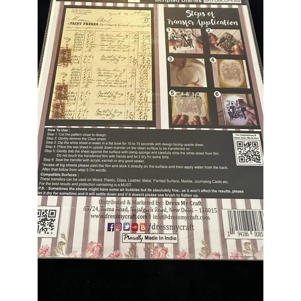 New Sealed Dress My Craft Transfer Me Scripted Diaries Text Script Dip In Water